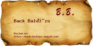 Back Balázs névjegykártya