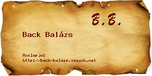 Back Balázs névjegykártya