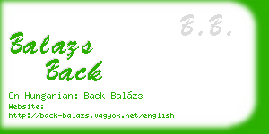balazs back business card