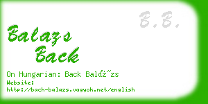 balazs back business card